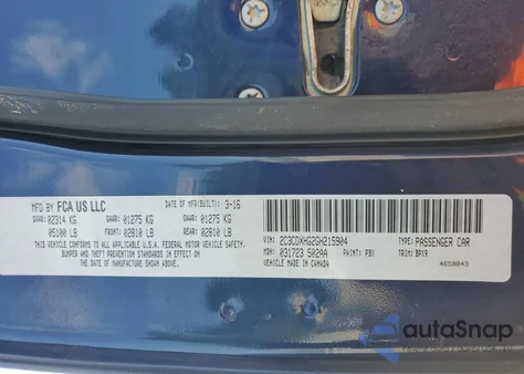 2016 Dodge Charger Sxt from USA, damaged, VIN 2C3CDXHG2GH215904